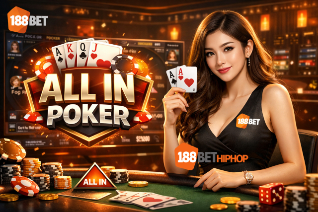 Chiến thuật All In Poker hiệu quả tại sảnh bài nhà cái 188BET năm 2026